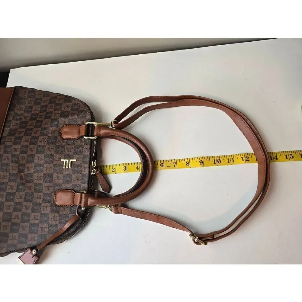 London Fog Tulip Signature Satchel Brown Cognac